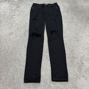 Paige Verdugo Ultra Skinny Denim Jeans Women 26 Black Overdye Destructed Stretch